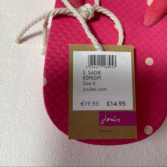Joules flip flops fuschia polka dot rabbits NWT read description - Picture 6 of 6